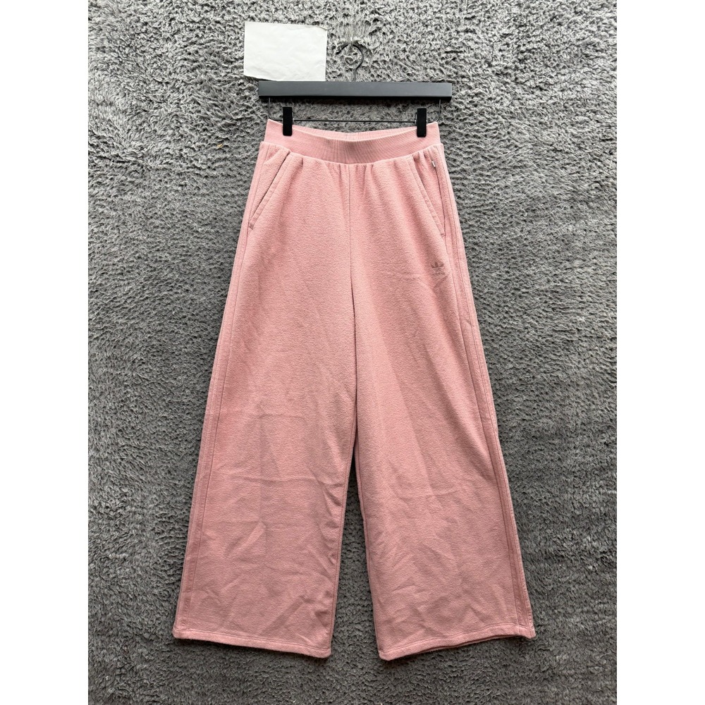 Adidas Loose Fit Soft Elastic Waist Wide Leg Pants Wonder Mauve Womens Size S